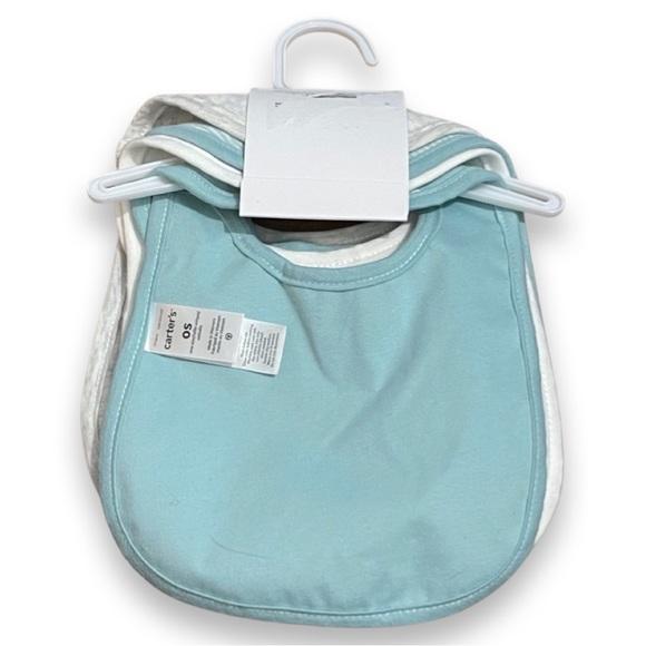CARTERβS || Cloud Teething Baby Bibs 4-Pack | Teal Blue White Gray || One-Size - Picture 5 of 8